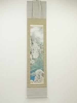 戸田北遥筆　瀞峡新緑　肉筆絹本掛軸（共箱）